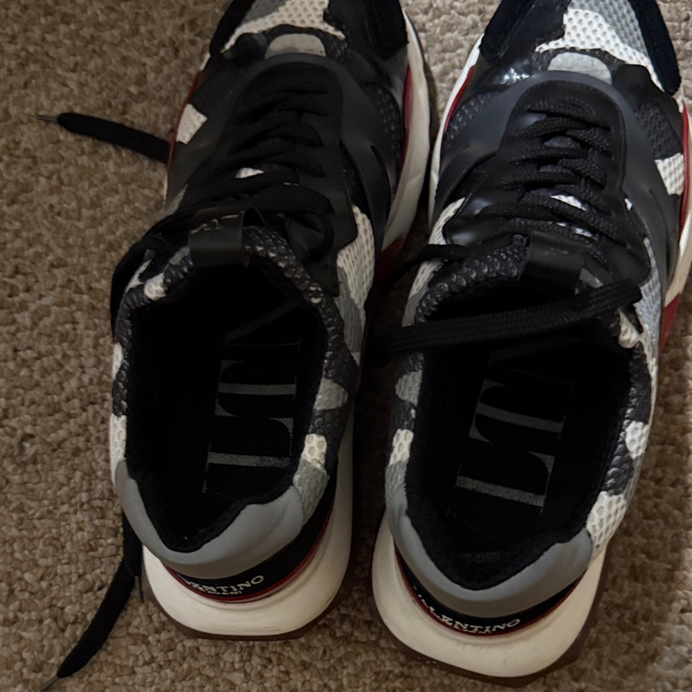 Valentino Garavani Black, White, and Red Sneakers
